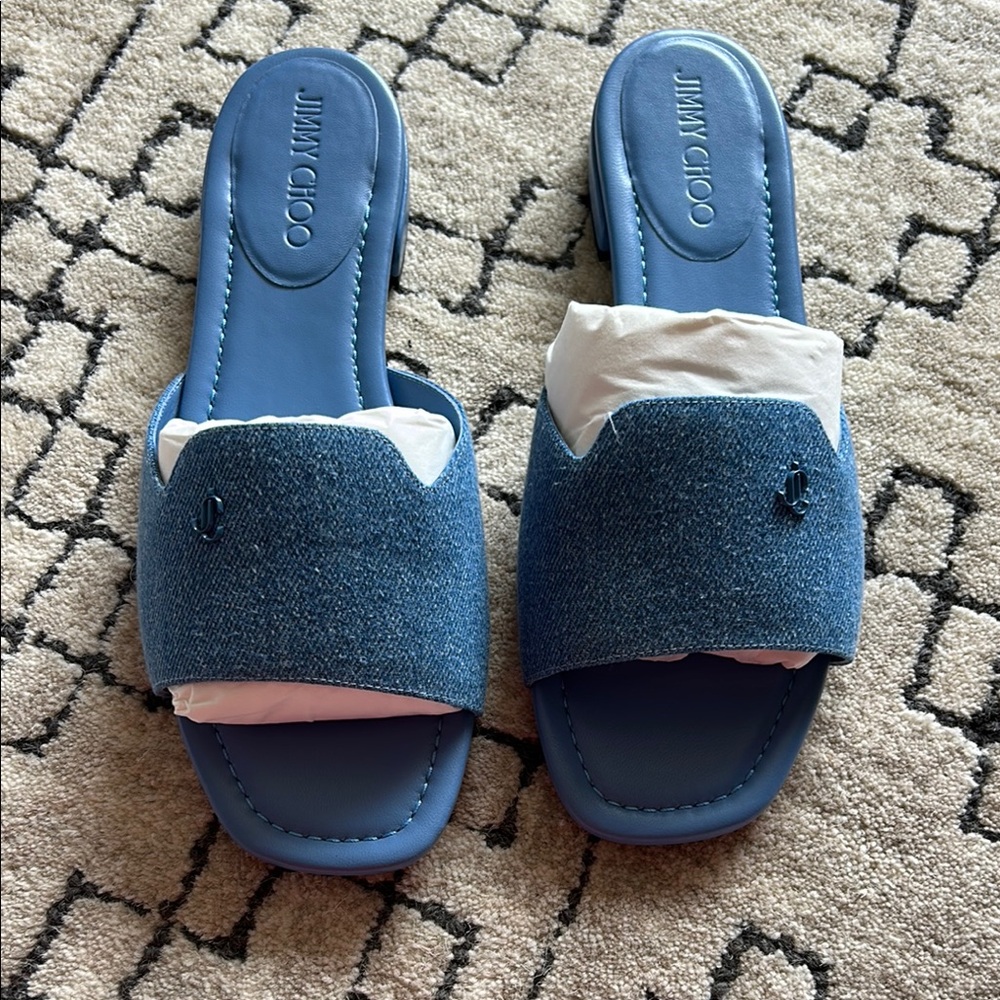 Never worn Jimmy Choo Dina Slide in Denim